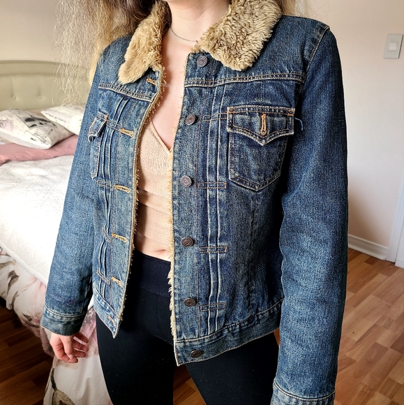 Dark Wash Jean Fur Jacket - Picture 6 of 9